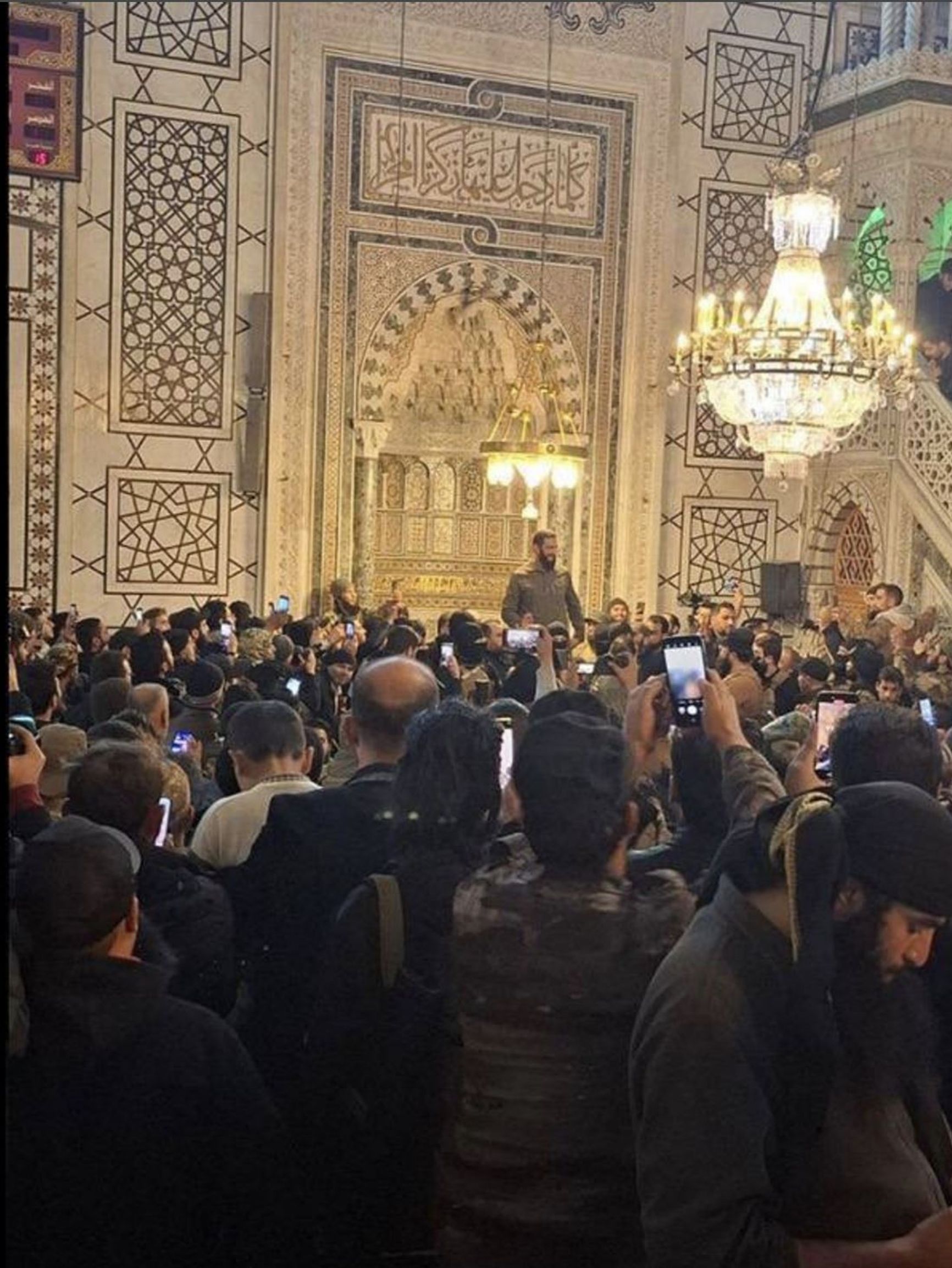 Al-Julani in the ancient mosque of Damascus after the city's capture 