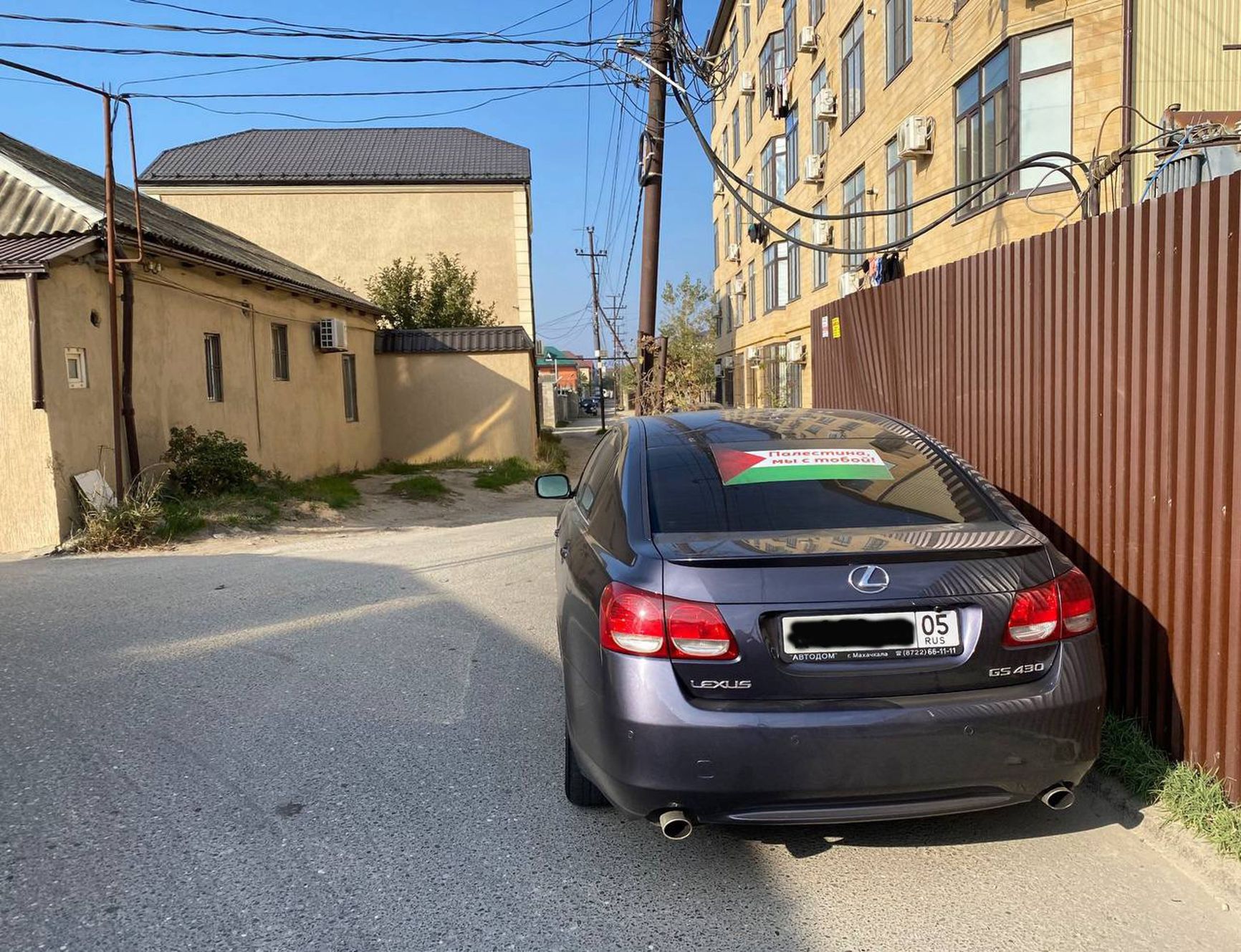 The closer you get to Makhachkala, the more cars have stickers in support of Palestine